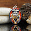Front view of a 925 Silver Kashi Kaal Bhairav Pendant with intricate, colorful Meena work on the deity's face.