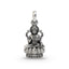 Front view of the Silver Lakshmi on Lotus Pendant, beautifully crafted in antique oxidized 925 sterling silver.