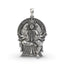 Front view of the handmade Kodungallur Bhagavathy Amma pendant in oxidized 925 sterling silver.