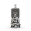 Front view of the 925 oxidised silver Raghavendra Tirtha pendant with intricate detailing of the spiritual guru.
