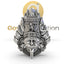 A detailed front view of the 925 Silver Pratyangira Devi Face Pendant, showing the fierce goddess with an oxidized finish.