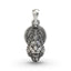 Front view of the 925 sterling silver Narasimha face pendant with a detailed, fierce expression and oxidised finish.