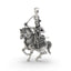 Front view of the 925 Silver Veer Tejaji Maharaj pendant showcasing the intricate warrior design and oxidized finish.