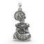 Front view of the intricately detailed 925 Silver Swaminarayan Bhagwan Pendant with an oxidized finish.