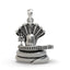Front view of a 925 sterling silver Shiva Lingam pendant with a coiled snake, featuring an oxidized antique finish.