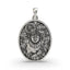Front view of the 925 silver Shreenathji face pendant with an oxidized antique finish and detailed crown.