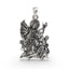 Front view of the intricately carved 925 silver Durga Maa pendant, showcasing the divine goddess form.