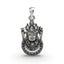 Front view of a handcrafted Khatu Shyam Ji face pendant made from 925 sterling silver with an antique oxidized finish.