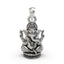 Front view of the detailed Ganpati Bappa face pendant in oxidized 925 sterling silver.