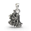 Front view of the detailed 925 silver Radha Krishna pendant, showing the divine couple in an oxidized finish.