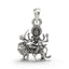Front view of the intricately detailed Durga Maa sitting on lion 925 silver pendant with an oxidized finish.