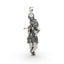 Front view of the 925 sterling silver Krishna pendant, showing the Lord playing a flute with an antique oxidized finish.