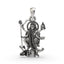 Front view of the oxidized 925 silver Kali Ma pendant showing her fierce expression and intricate details.