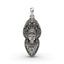 Front view of the handcrafted 925 silver Kalimaa face pendant showing its fierce and detailed expression.