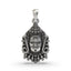 Front view of the 925 silver Ujjain Mahakal pendant showing intricate handcrafted details and an oxidized finish.