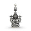 Front view of the intricately detailed Lord Narasimha mantra pendant, handcrafted from oxidized 925 sterling silver.