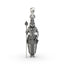 Oxidized 925 silver Kartikeya pendant showing Lord Murugan holding his divine spear, viewed from the front.