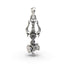 Front view of the 925 silver Trishul pendant featuring an oxidized finish with a detailed Damru and coiled snake.