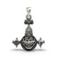 Front view of the detailed 925 Silver Narasimha Pendant with Shankh and Chakra, showing its oxidized finish.