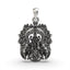 Front view of the Lakshmi Maa temple pendant in 925 sterling silver, showing the Goddess seated and holding lotus flowers.