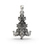 Front view of the handcrafted Lakshmi Maa on Airavata pendant in gleaming 925 sterling silver.