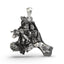 Front view of the handcrafted Radha Krishna silver pendant, showing Lord Krishna playing the flute in 925 sterling silver.