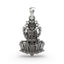 Front view of the handcrafted Lakshmi Maa lotus pendant in 925 sterling silver, showing the goddess blessing her devotees.