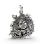 Front view of the 925 sterling silver Bal Krishna Flute Pendant showcasing intricate temple artistry.