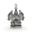 Front view of the 925 sterling silver Ugra Narasimha pendant showing multi-armed detailing.