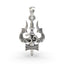 Front view of the 925 sterling silver Trishul Om pendant featuring intricate Shiva Damru details.