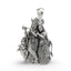 Front view of the 925 silver Radha Krishna pendant featuring intricate handmade details of the divine couple.