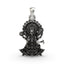 Front view of the 925 silver Lakshmi Maa pendant showing the goddess on a lotus with antique oxidized finish.