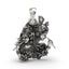 Front view of 925 silver Radha Krishna flute pendant showing floral and peacock feather details.
