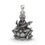 Front view of the 925 silver Goddess Saraswati pendant with veena and lotus motifs.