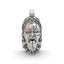 Front view of the detailed 925 silver Kali Maa face pendant showing her fierce expression and oxidized finish.
