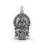 Front view of the 925 Sterling Silver Mariamman Locket, showcasing the intricate details of the Hindu goddess.