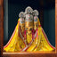 Front view of the 925 sterling silver Pitambara Bagalamukhi Mata idol, showcasing the intricate Mina work.