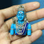Front view of the 925 Silver Shiva Pendant showcasing the detailed Meena enamel work and central sparkling stone.