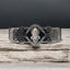 Front view of a 925 silver Hanumanji bracelet, showing the detailed Mina work and diamond accents on the central figure.