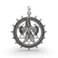 Front view of the 925 Silver Sudarshan Chakra Pendant featuring intricate Vishnu and Yantra details.