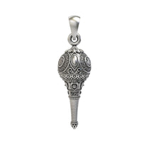 Front view of the detailed Silver Hanumanji Gada Pendant, crafted from 925 sterling silver with an oxidized finish.