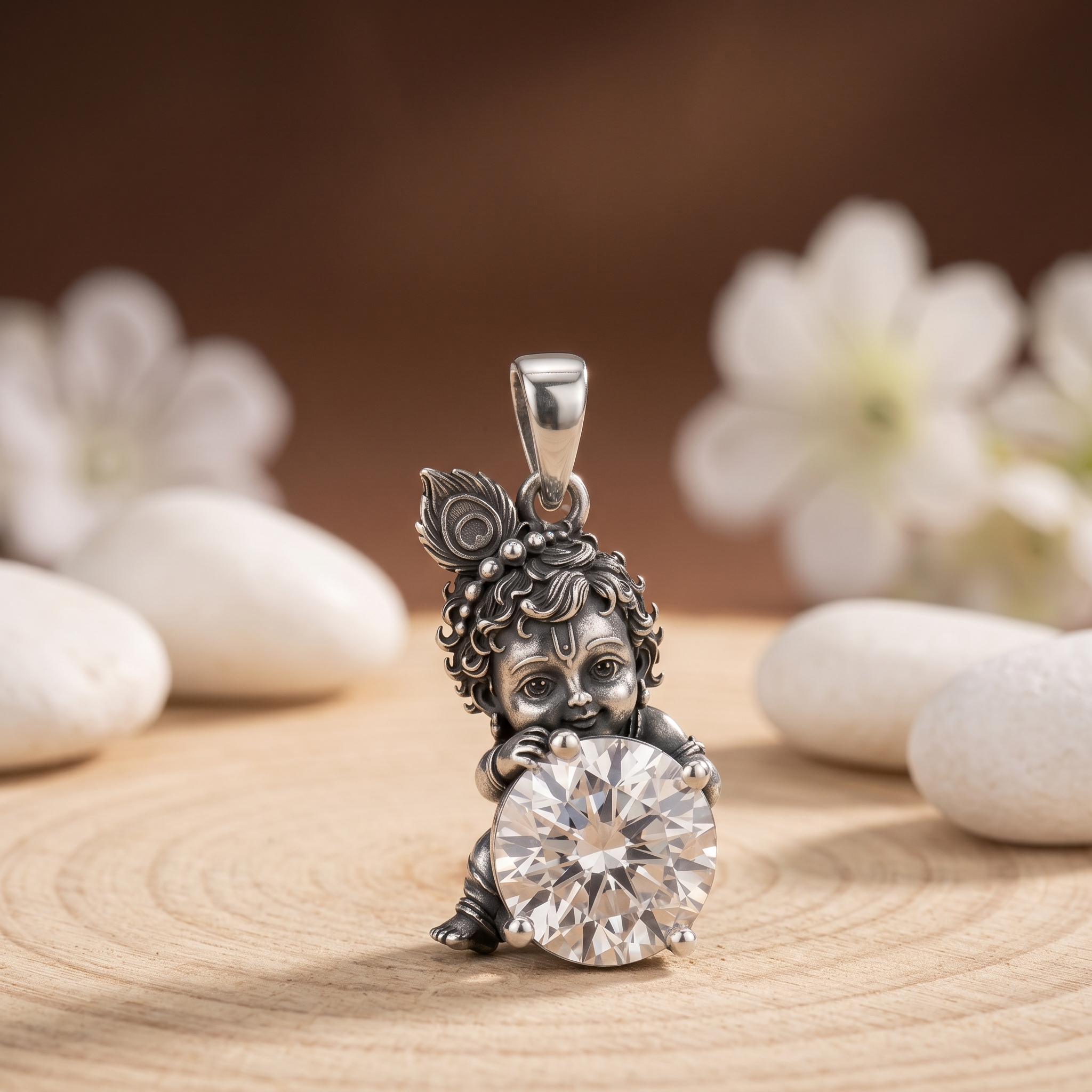 925 Silver Bal Krishna Swarovski Pendant | Bal Gopal Locket Main image