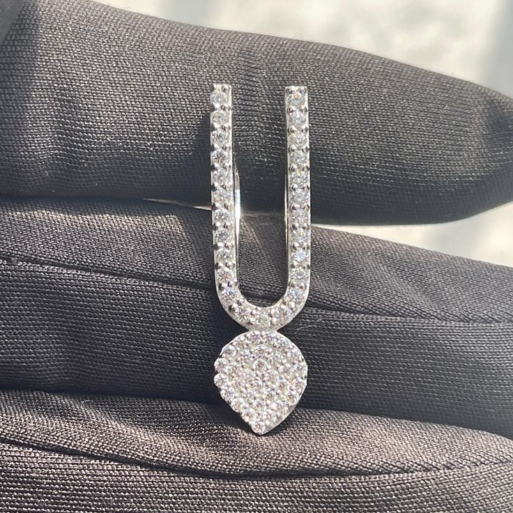 Front view of the 925 Sterling Silver ISKCON Tilak Pendant, showcasing its intricate design and diamond detail.