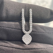 Front view of the 925 Sterling Silver ISKCON Tilak Pendant, showcasing its intricate design and diamond detail.