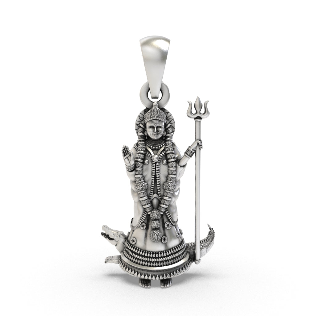 925 silver Khodiyar Maa pendant front view Main image