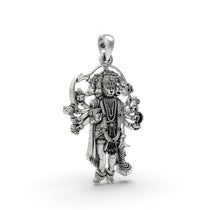 Handcrafted 925 silver Hanuman pendant angle view