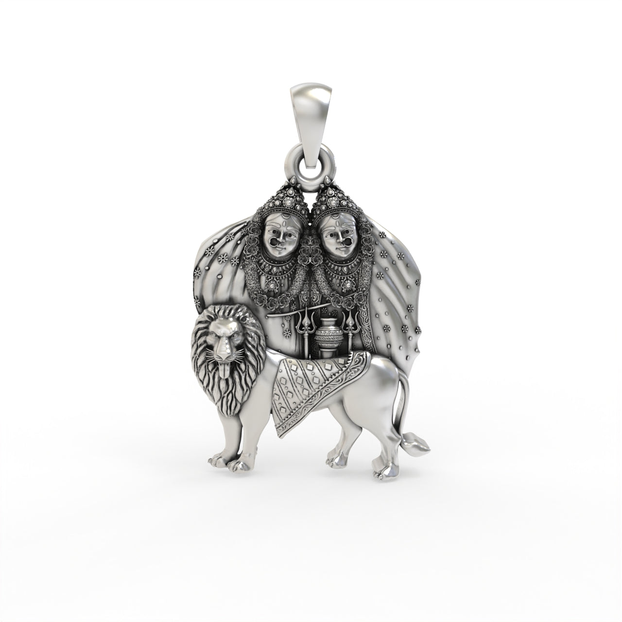 925 silver Chamunda Maa pendant front view Main image