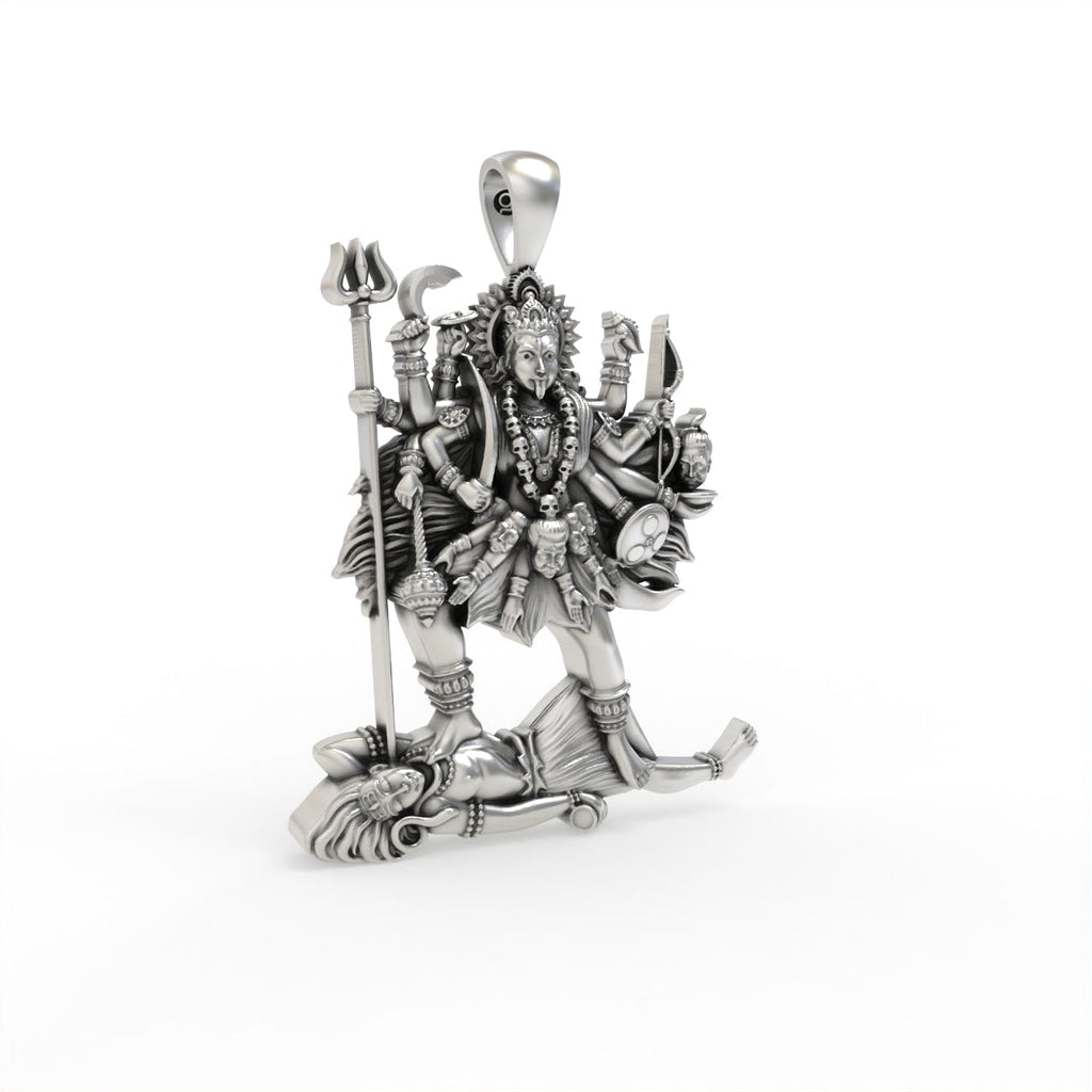925 silver Kali Maa pendant front view