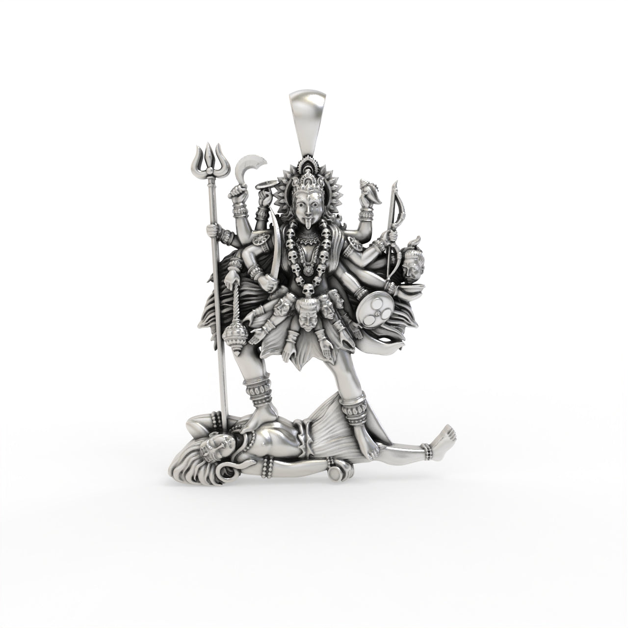 Handcrafted 925 silver Kali pendant angle