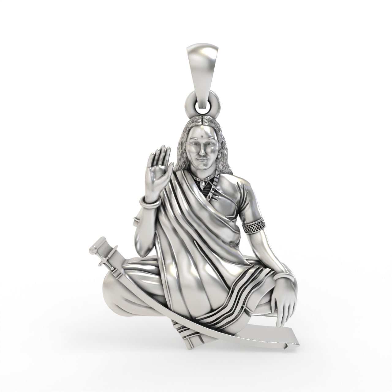 925 silver Mogal Maa pendant front view Main image